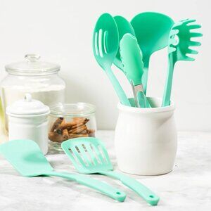 Green Life 7 Piece Kitchen Utensil Set in Turquoise